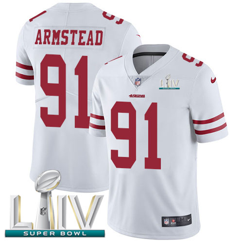 San Francisco 49ers Nike 91 Arik Armstead White Super Bowl LIV 2020 Men Stitched NFL Vapor Untouchable Limited Jersey